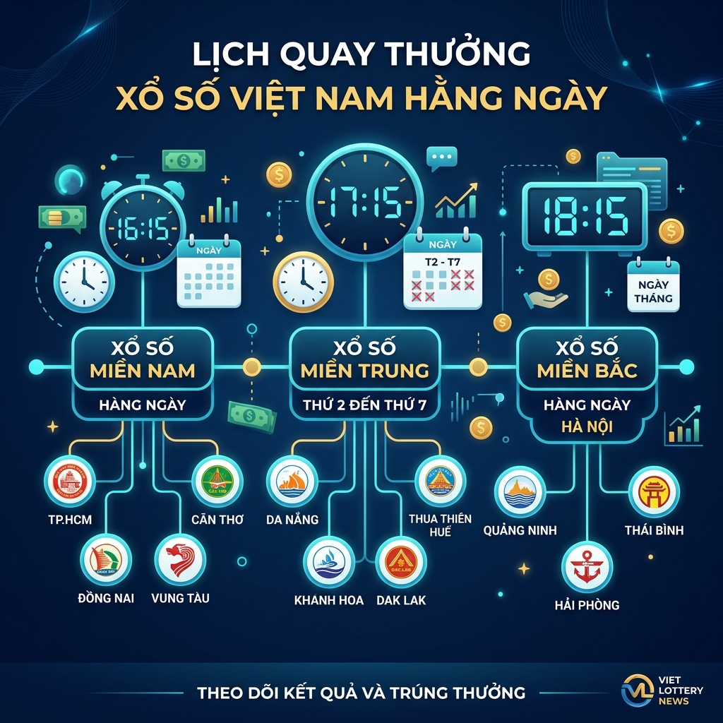 XSKT Mấy Giờ Xổ? Lịch Quay Thưởng 3 Miền Bắc Trung Nam Chi Tiết